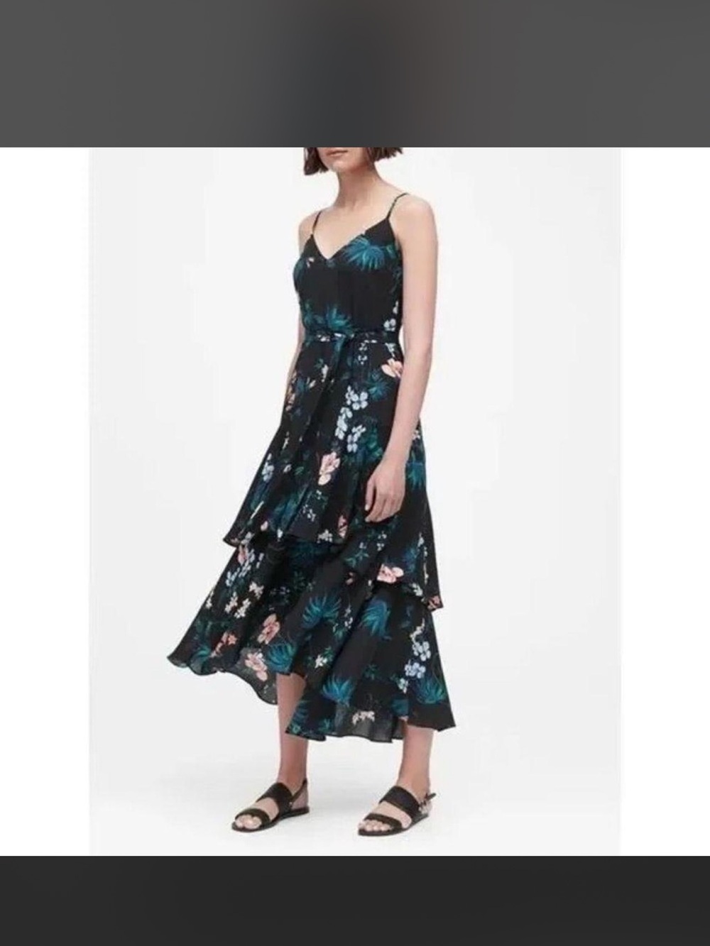 NWT Banana Republic Floral Ruffle Tiered Maxi Dress 2P